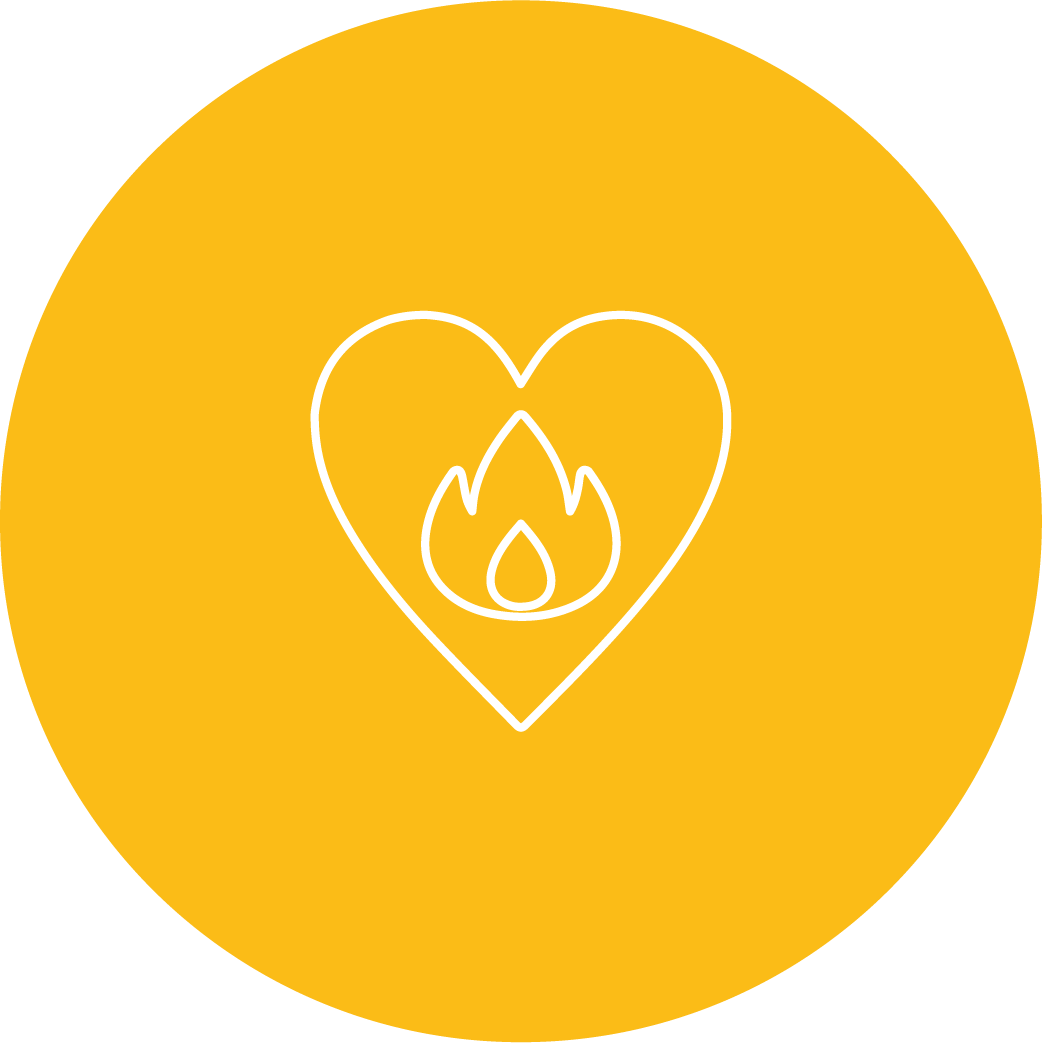 icono de un corazón para darle valor a la marca personal para huéspedes con fondo amarillo